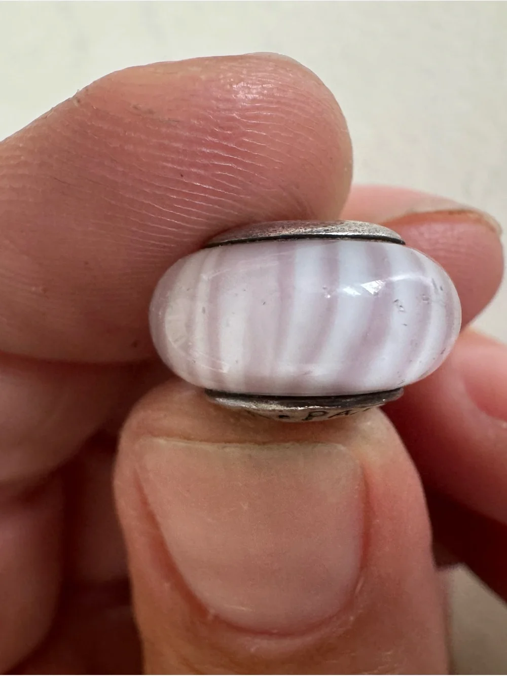 Pandora Translucent Gray Glass Charm with Silver Core